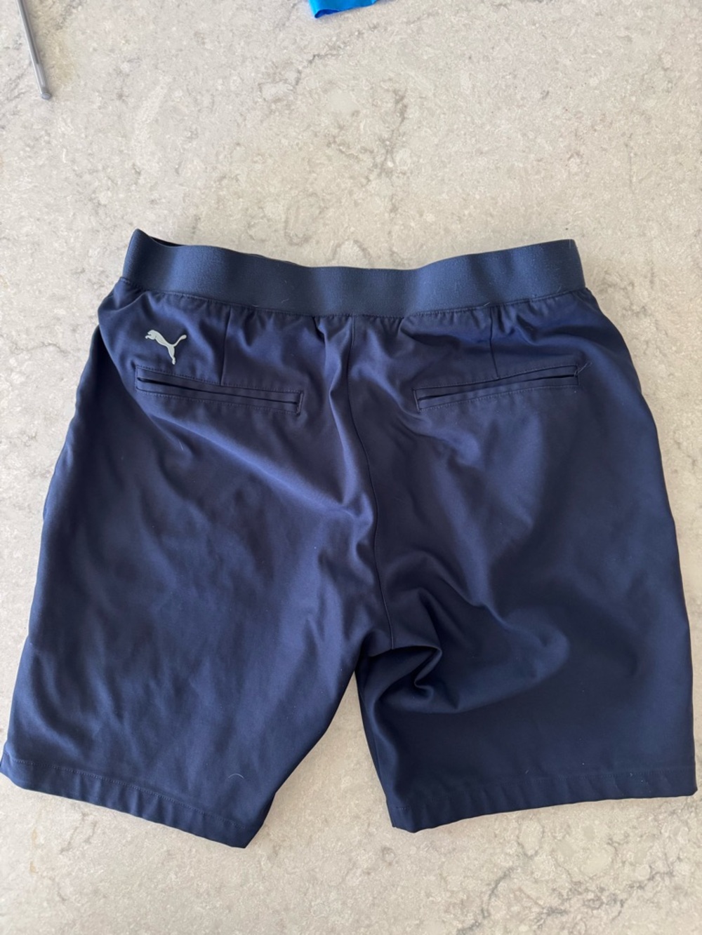 Puma Navy and Gray Athletic Golf Shorts with Logo Tag